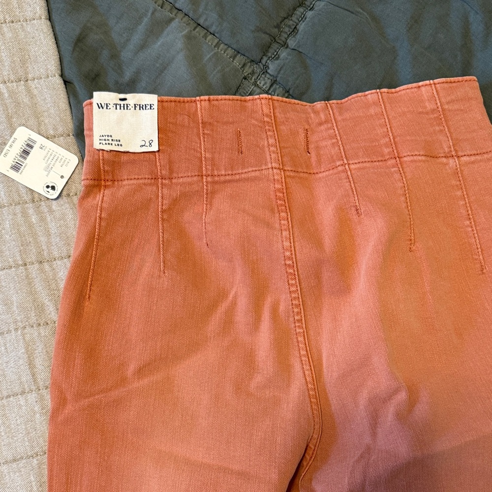 Free People Women's Flare Jeans in Coral - Picture 4 of 5